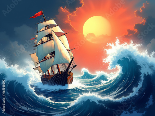 Sail Ship in a Tempest photo