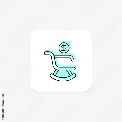 Retirement Money color shadow thinline icon , vector, pixel perfect, illustrator file