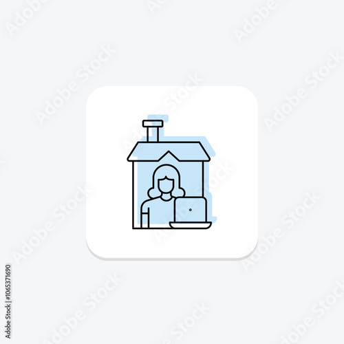 Work From Home color shadow thinline icon , vector, pixel perfect, illustrator file