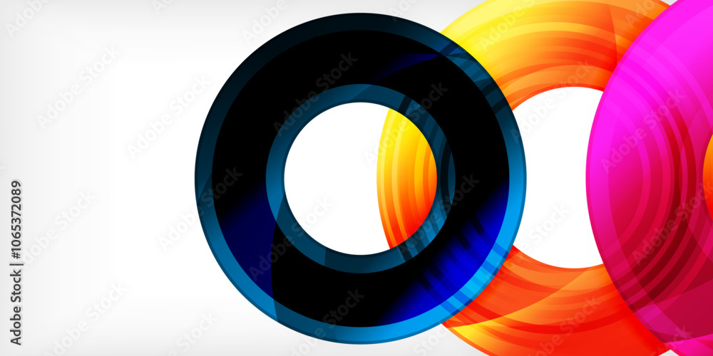 Fototapeta premium Bright colorful circles with light effects. Abstract background
