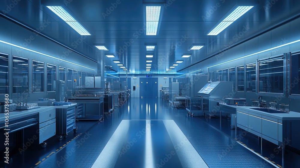 Fototapeta premium Semiconductor silicon wafer manufacturing plant 