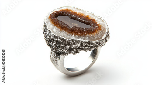 Unique silver ring with natural stone, showcasing intricate details and timeless design