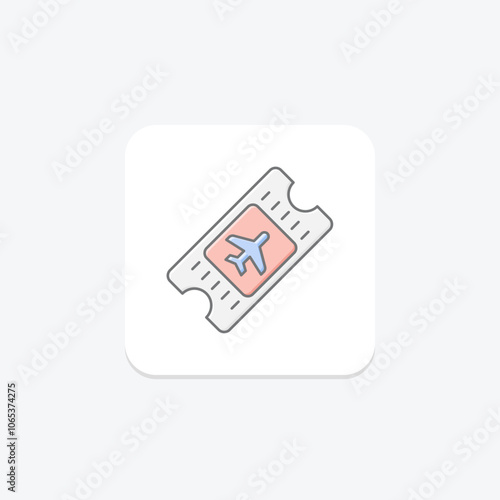 Ticket lineal color icon , vector, pixel perfect, illustrator file