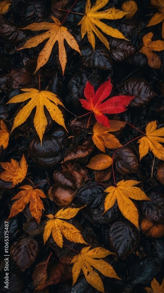 Fototapeta premium autumn, leaf, maple, fall, leaves, nature, tree, vector, pattern, orange, season, illustration, yellow, design, foliage, plant, seamless, texture, color, oak, brown, wallpaper, october, red, decoratio
