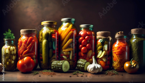 A variety of pickles made from vegetables and fruits that contribute to culinary culture, taste and the extension of food life. photo