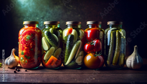 A variety of pickles made from vegetables and fruits that contribute to culinary culture, taste and the extension of food life. photo