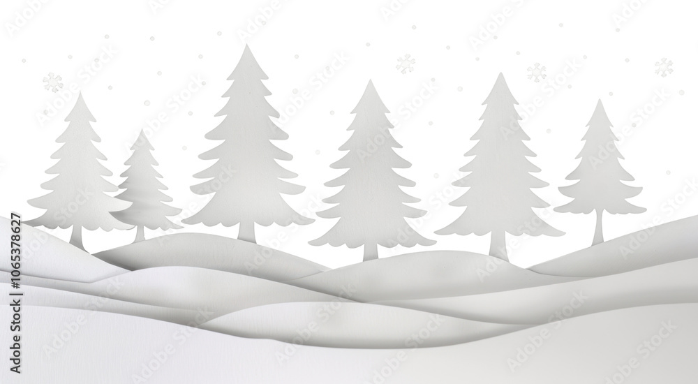 Obraz premium PNG Magical forest with Christmas trees christmas background cutout.