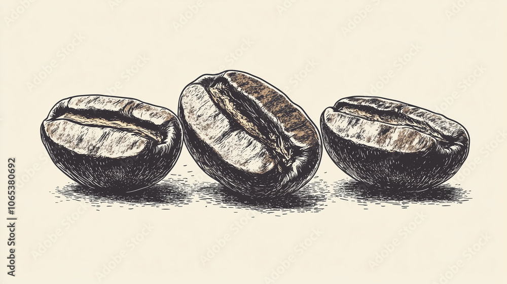 Hand drawn Coffee Beans Sketch Illustration, simple line vector style ...