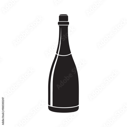 Champagne bottles silhouette vector, black and white silhouette, vector and illustration