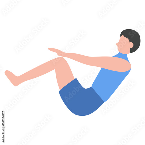 man doing sit ups. person workout illustration