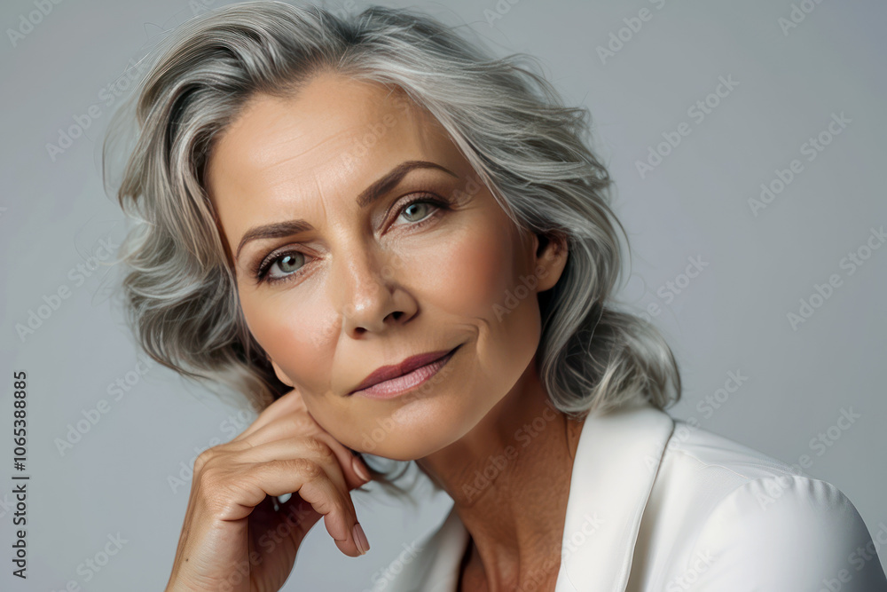 Portrait of mature woman posing with natural style Portrait of mature woman posing with natural style