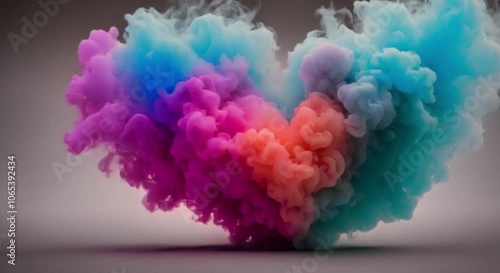 The colored smoke forms a heart