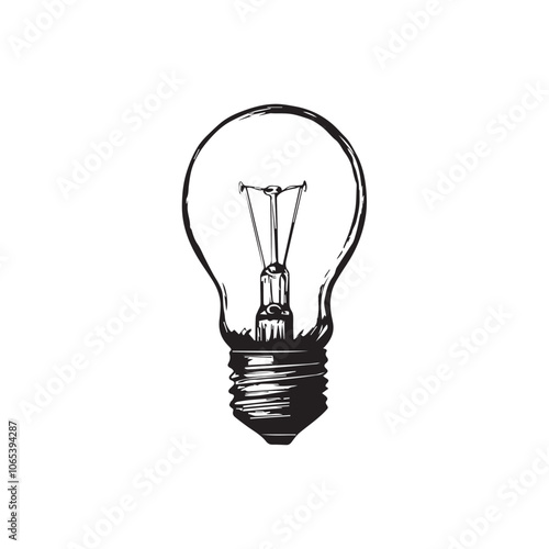 Lightbulb In cartoon, hand-drawn flat style. image for social media, websites and UI. Isolated 2D vector design in logo, icon, sketch style, simple line vector, single color. AI Generative Art.