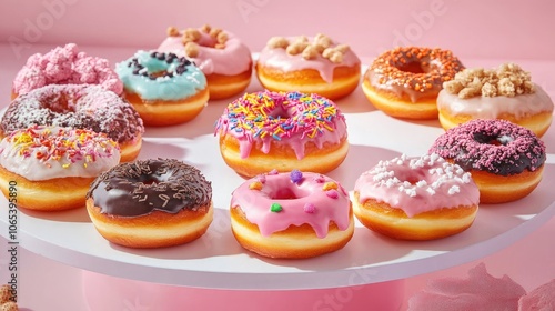 Wallpaper Mural Fun and colorful assortment of donuts with various toppings, creating an eye-catching sweets display Torontodigital.ca