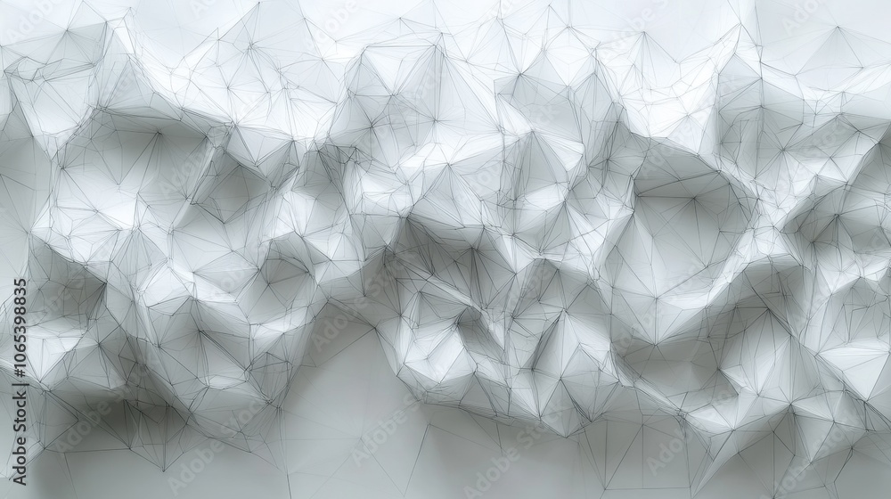 Fototapeta premium Mathematical Precision: White background with thin, gray lines forming interlocking geometric shapes