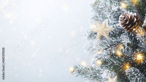 Magical snowcovered christmas tree with sparkling lights, a festive winter wonderland scene