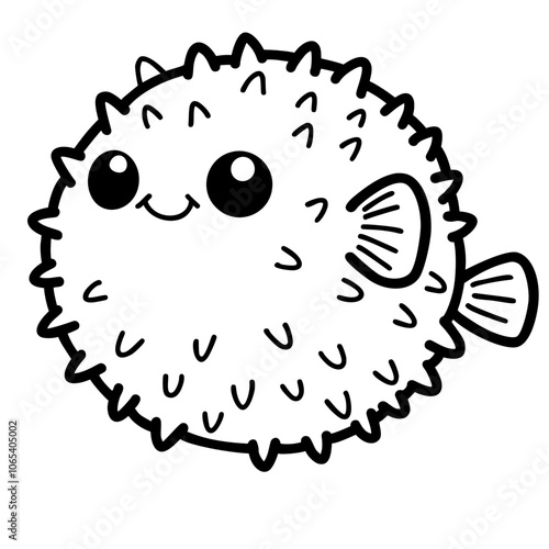Cute Puffer fish ocean animal doodle 