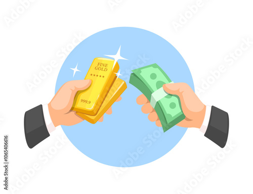 Money Exchange for Gold Bars Symbol Illustration Vector