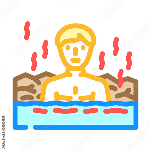 taking dip hot spring winter color icon vector. taking dip hot spring winter sign. isolated symbol illustration