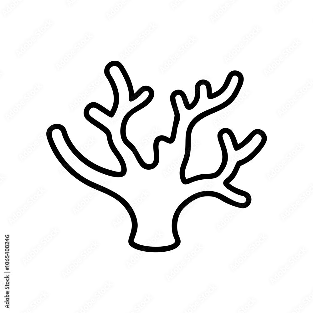 Obraz premium Icon Coral reef protection, modern design, black outline, marine conservation