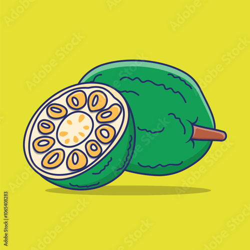 Jackfruit, tropical fruit, exotic fruit, vector art, food, healthy food, organic food.