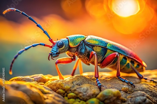 A stunning macro image of the Dicranocephalus Albipes true bug, with exceptional depth of field. photo