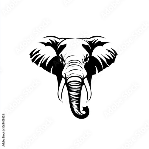 Wallpaper Mural A black and white illustration of an elephant standing in front of a white background. Torontodigital.ca