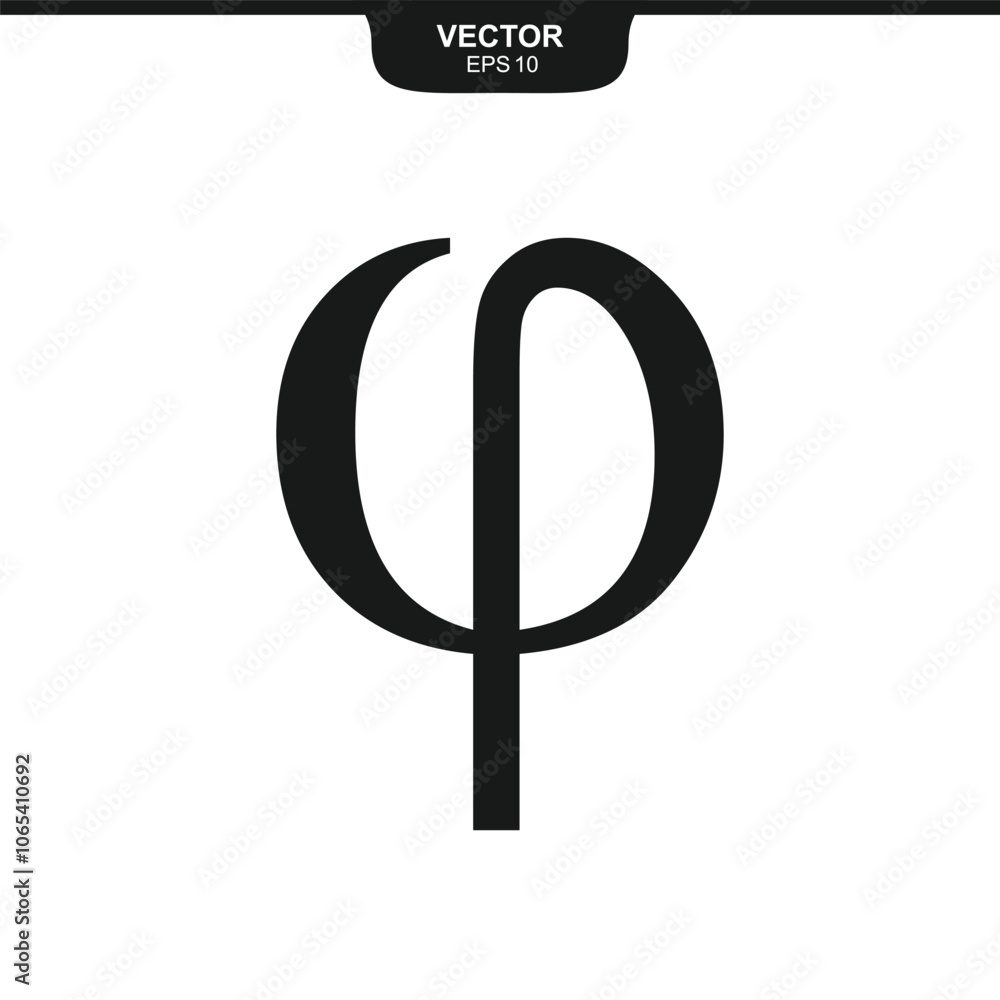Phi lowercase symbol, third letter of the Greek alphabet, value of three, finance and mathematics symbol Phi lowercase symbol, third letter of the Greek alphabet, value of three, finance and mathematics symbol