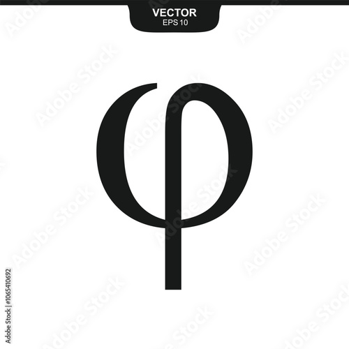 Phi lowercase symbol, third letter of the Greek alphabet, value of three, finance and mathematics symbol