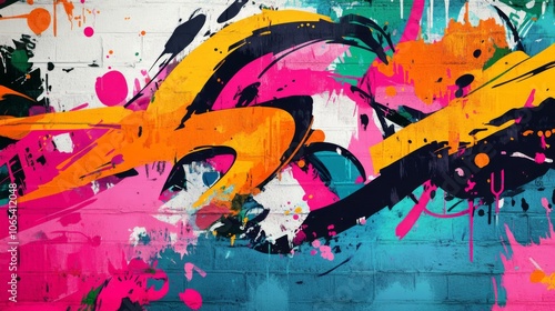 Abstract Graffiti Art on Brick Wall