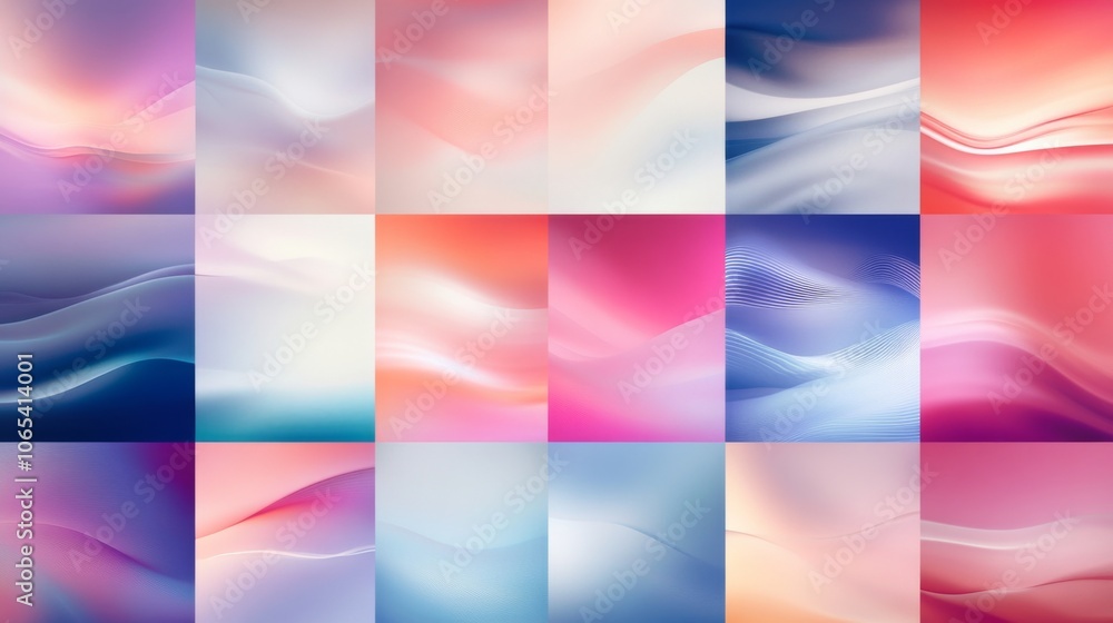 Fototapeta premium Abstract Gradient Wave Backgrounds: Colorful Minimalist Design