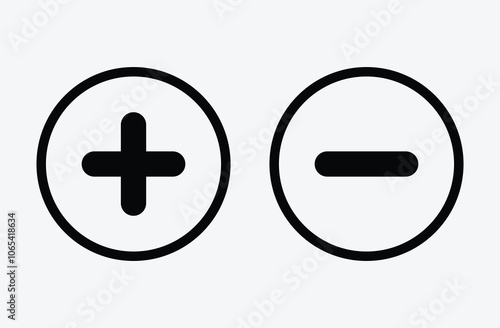 plus minus sign and symbol. Plus and minus icon outline vector. add plus icon. Plus Minus Icon set for web and mobile app. Vector illustration. Eps file 32.