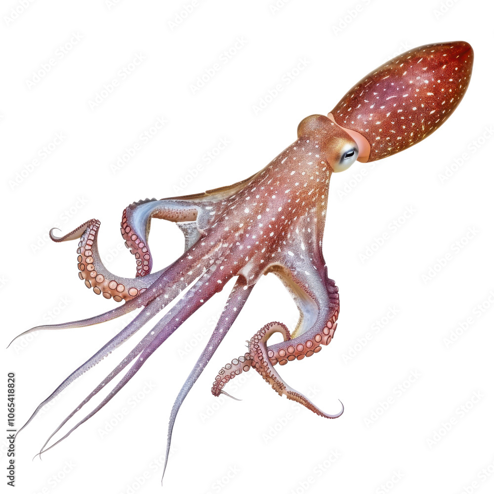 Fototapeta premium Realistic squid with intricate details on a stark background