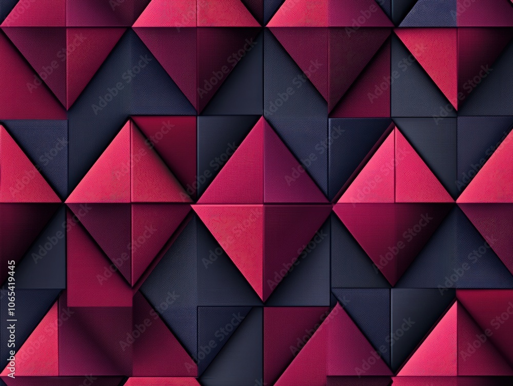 Fototapeta premium A bold geometric seamless pattern with repeating triangles and diamond shapes, forming an intricate 3D effect with layered depth