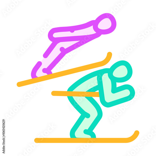 nordic combined winter sport color icon vector. nordic combined winter sport sign. isolated symbol illustration