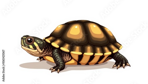 Minimalist illustration of a baby box turtle, perfect for educational visuals or nature guides photo