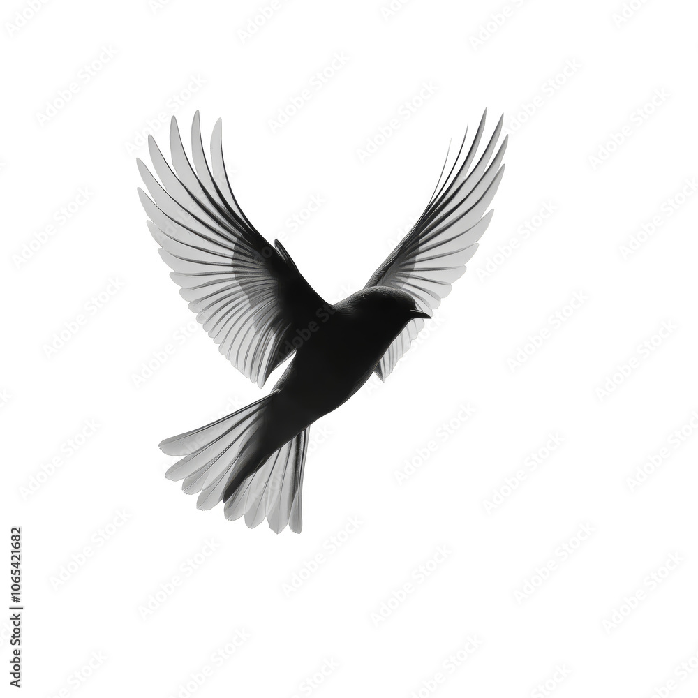 Obraz premium Dynamic Silhouette of a Bird in Flight