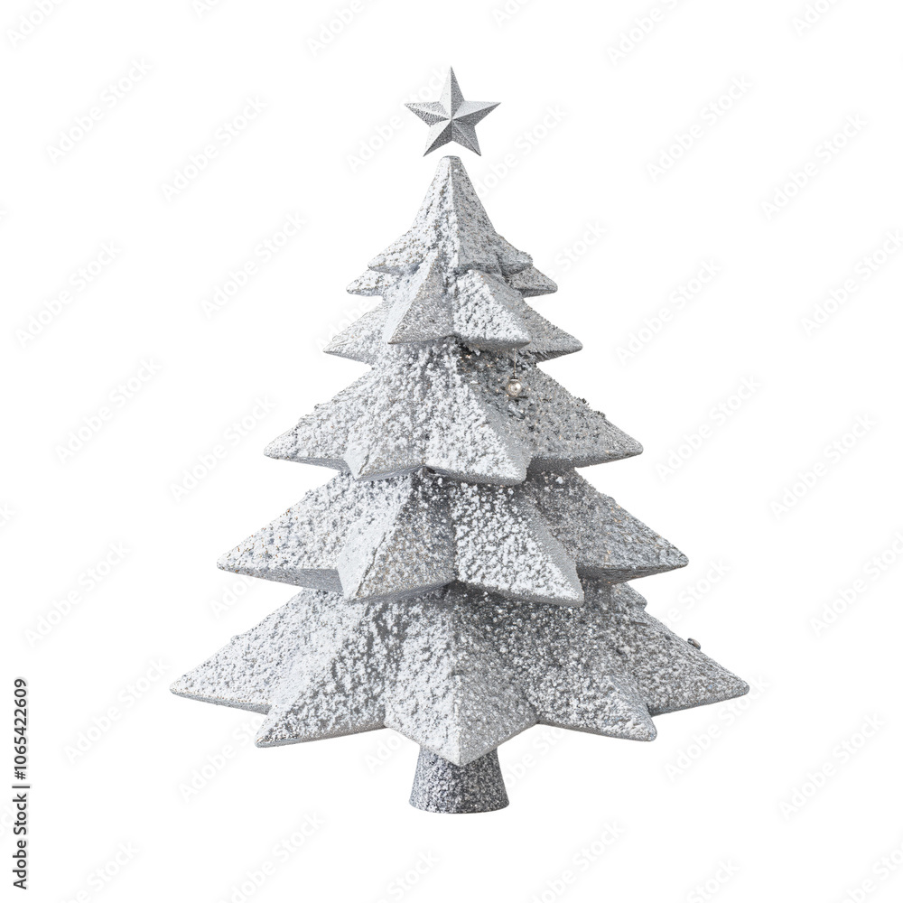 Fototapeta premium Stylish Silver Christmas Tree with Star Topper Decoration