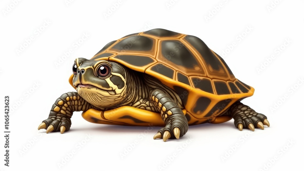 Obraz premium Simple baby box turtle drawing with detailed shell, making it suitable for educational purposes