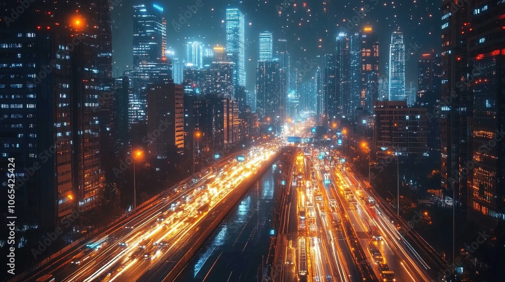 Obraz premium A futuristic cityscape with smart transportation systems