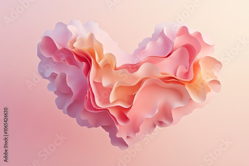 Heart Shaped Cloud in Pastel Paper Cut Style