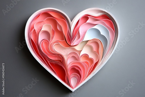Heart-Shaped Paper Cut Pattern in Vibrant Layers