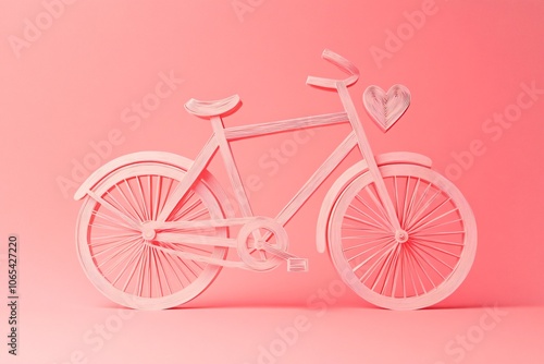 Paper Cut Bicycle with Heart Illustration