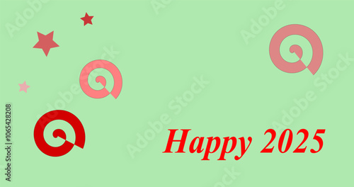 Happy 2025 message on green background