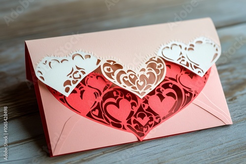 Layered Paper Envelope with Heart Design