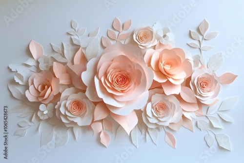 Soft Paper Bouquet of Roses and Leaves