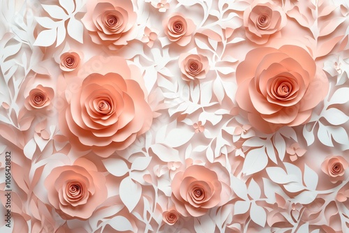 Elegant Floral Paper Cut with Roses and Leaves Design