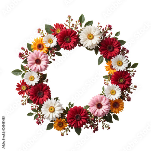 Wallpaper Mural Colorful floral wreath with gerbera daisies and foliage Torontodigital.ca