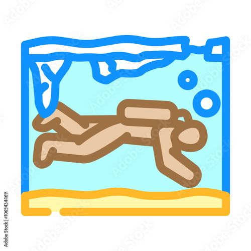 ice diving winter sport color icon vector. ice diving winter sport sign. isolated symbol illustration