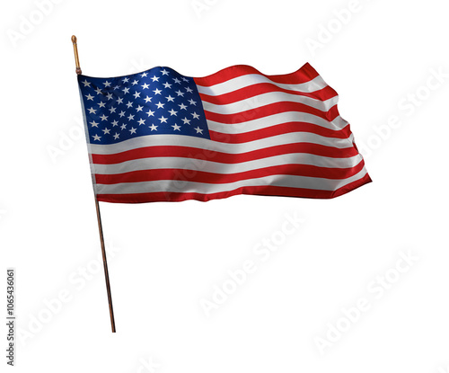 Obraz na płótnie Flag of the United States of America. The US flag flutters in the wind. Isolated on a white background. w salonie